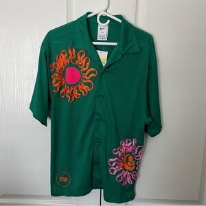 NEW Nike Project Uphoria Button Down Green Mesh Short Sleeve Shirt Sz Small